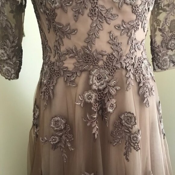 LA FEMME EMBRODERED EMBELLISED GOWN - Picture 3 of 14